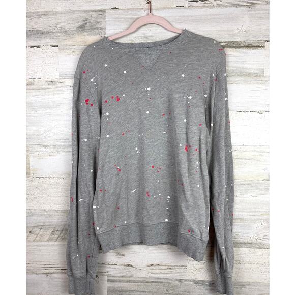 POL Women’s S Gray Lightweight Long Sleeve Distressed Paint Pullover Sweater NEW - Picture 1 of 5
